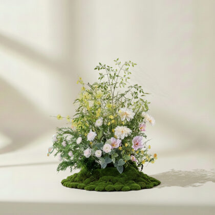 Monet Garden Oil Painting Style High-Realism Floor Floral Display Window Decor for Coffee Shops and Restaurants Space Design