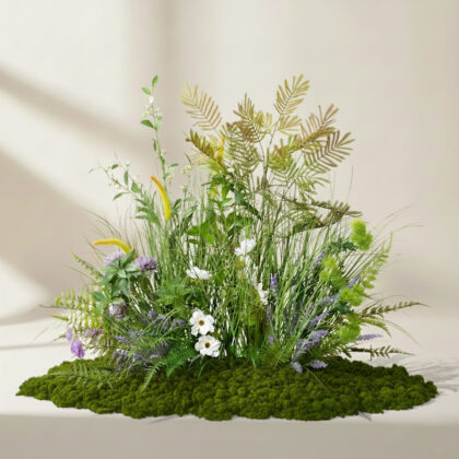 Luxury Artificial Wildflower Arrangement – Premium Moss Base Botanical Decor for Modern Interiors