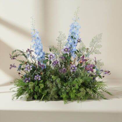 Luxury Artificial Purple Delphinium & Bellflower Arrangement for Indoor Decor, Living Room & Window Display